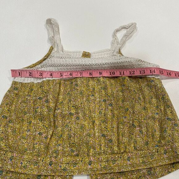 Universal Thread Yellow Floral Crochet Lace Tank Top Size M Medium Boho - Picture 4 of 5